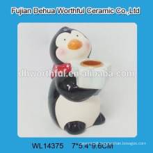 Cutely ceramic penguin candle holder